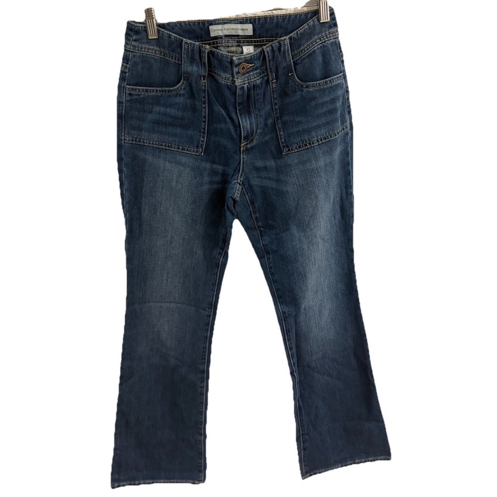 CHICOS PLATINUM DENIM WOMENS JEANS SIZE 0 REGULAR BOOTCUT LEG MID RISE DENIM‎